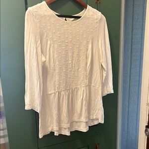 Boden Cream Peplum Jersey Blouse 3/4 Sleeve